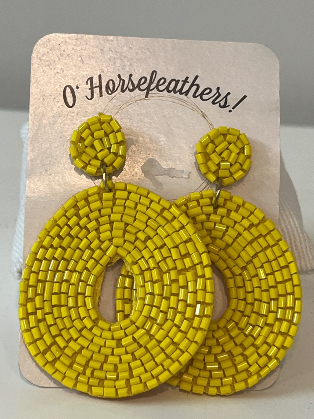Large Vibrant Yellow Seed Bead Statement Earrings